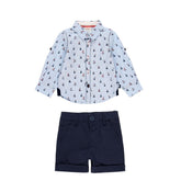 Conjunto camisa popelín veleros y bermuda satén elástico